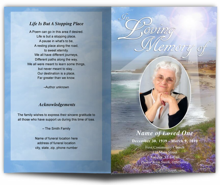 Seascape Funeral Program Template | DIY Funeral Programs – Funeral ...