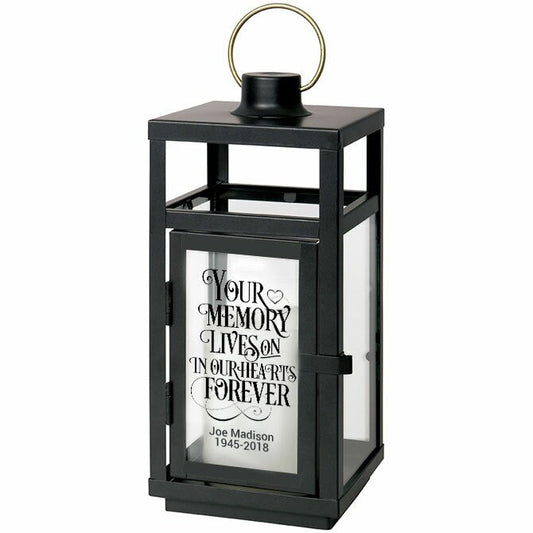 Your Memory Lives On Black Lantern With LED Candle.