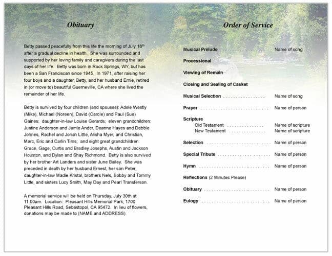 Serenity Funeral Program Template.