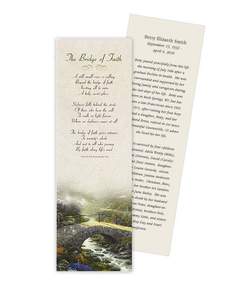 Thomas Kinkade® Bridge of Faith Funeral Memorial Bookmark Paper ...