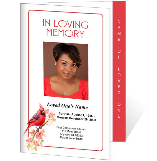 Cardinal 4-Sided Graduated Funeral Program Template.