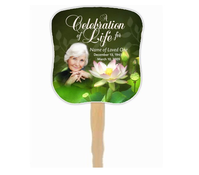 Lotus Cardstock Memorial Fan With Wooden Handle (Pack of 10).