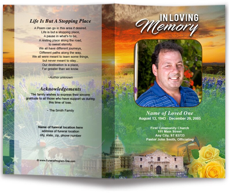 Texas Funeral Program Template – Funeral Program-Site Funeral Programs ...