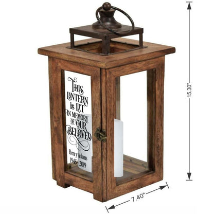 Those We Love Solid Wood Outdoor Memorial Lantern With Wax Candle.