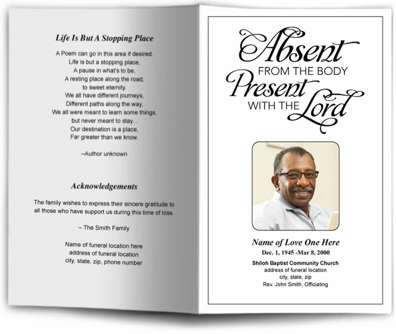 Present Bifold Funeral Program Template | DIY Funeral Programs ...