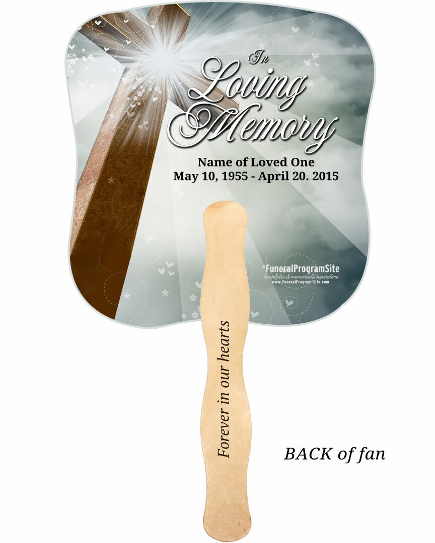 Eternal Cardstock Memorial Fan With Wooden Handle (Pack of 10).