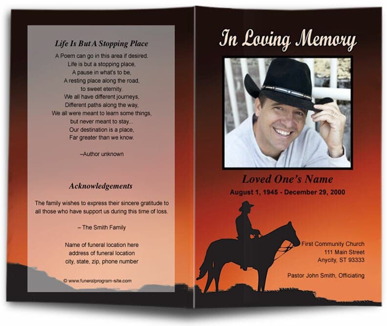 Mustang Funeral Program Template | DIY Funeral Programs – Funeral ...