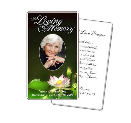 Lotus Prayer Card Template – Funeral Program-Site Funeral Programs ...