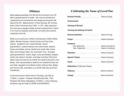 Lovely Funeral Program Template.