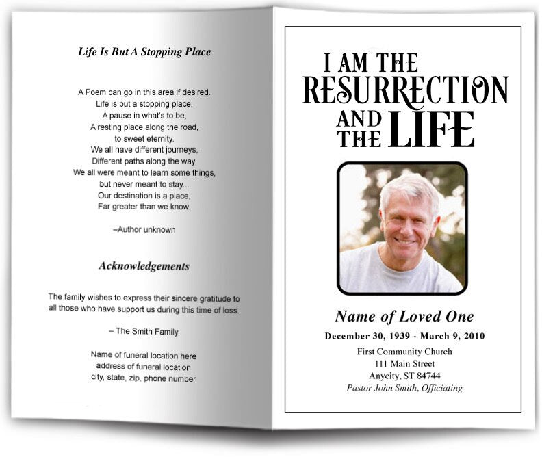 Life Funeral Program Template 