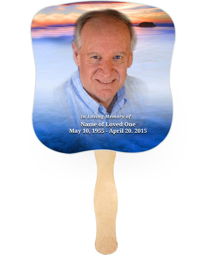 Dusk Cardstock Memorial Fan With Wooden Handle (Pack of 10).