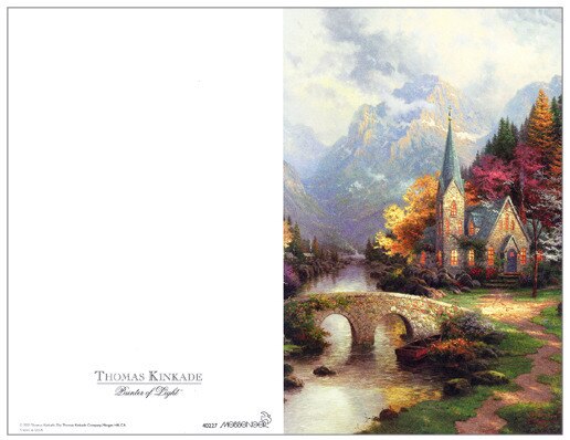 Thomas Kinkade Mountain Chapel Funeral Paper (Pack of 25).