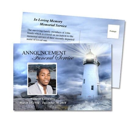 Lighthouse Funeral Announcement Template.