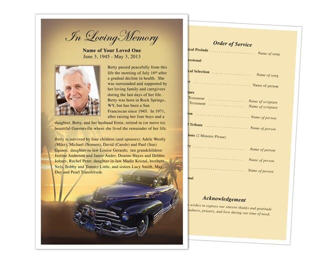 Classic Car Funeral Flyer Template.