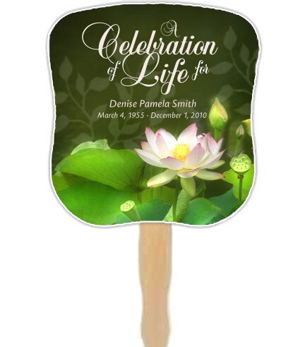 Lotus Cardstock Memorial Fan With Wooden Handle (Pack of 10).