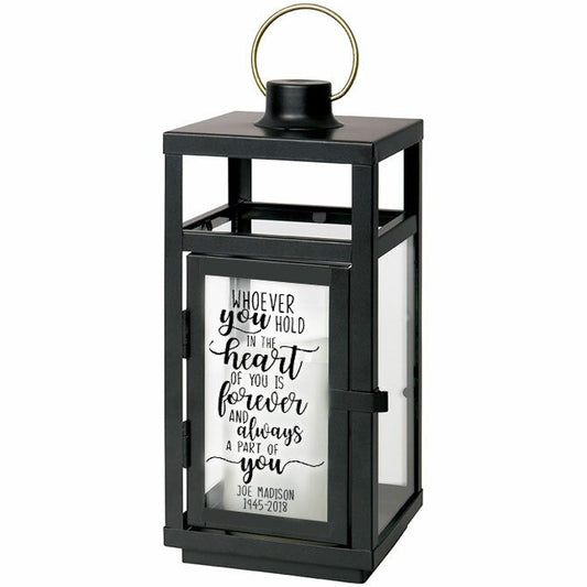 Whoever You Hold In Your Heart Black Lantern With LED Candle.