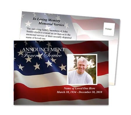 US Flag Funeral Announcement Template.