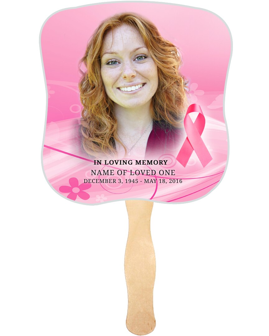 Awareness Cardstock Memorial Fan With Wooden Handle (Pack of 10).