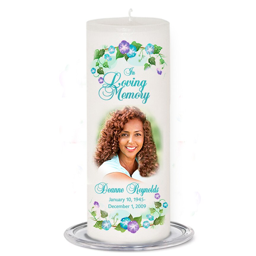 Dedication Personalized Wax Pillar Memorial Candle.