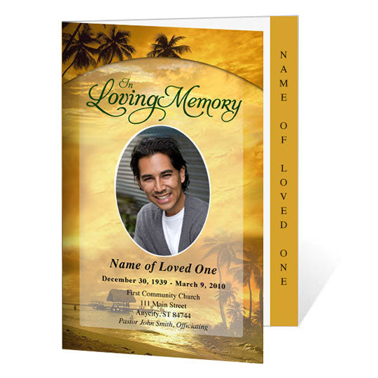 Island 4-Sided Graduated Funeral Program Template.