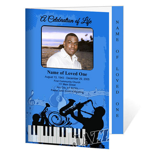 Jazz 4-Sided Graduated Funeral Program Template.