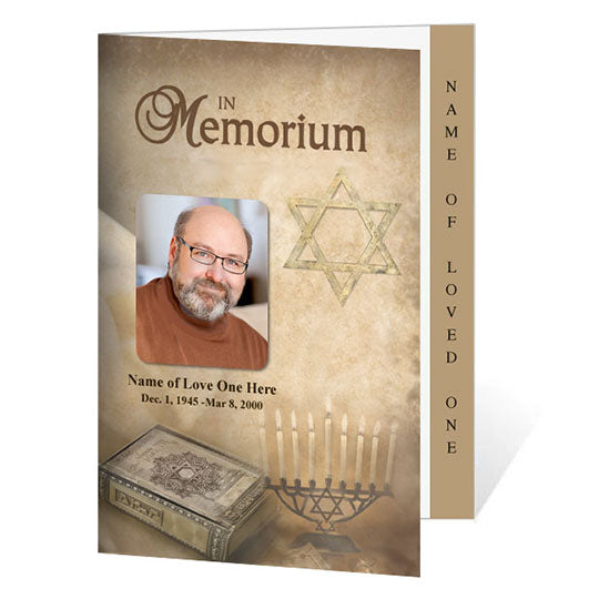 Jewish 4-Sided Graduated Funeral Program Template.