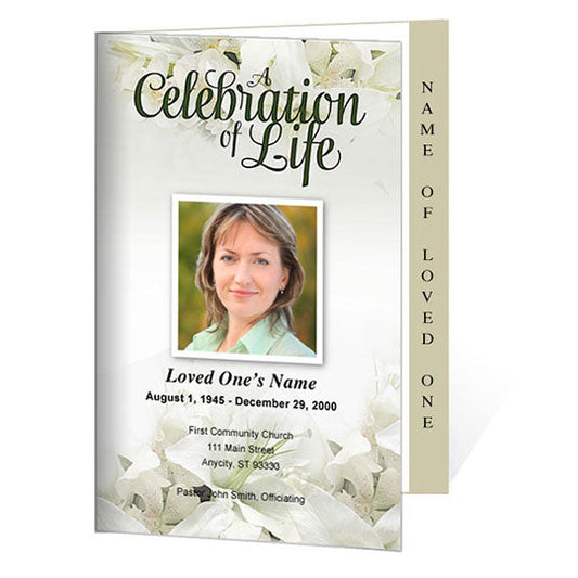 Lily 4-Sided Graduated Funeral Program Template.