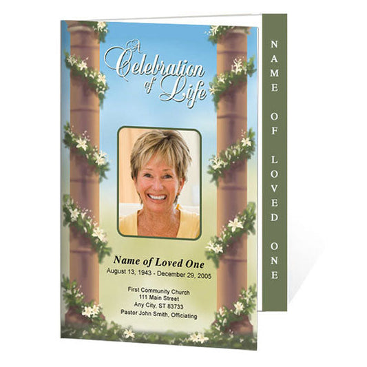 Pillars 4-Sided Graduated Funeral Program Template.