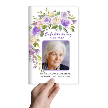 Primrose Watercolor Funeral Program Template.