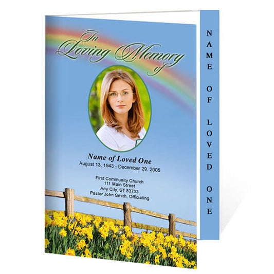 Rainbow 4-Sided Graduated Funeral Program Template.