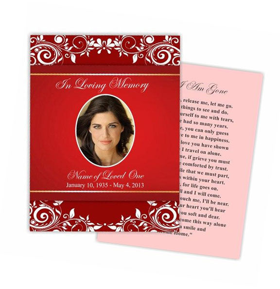 Ruby Flat Memorial Card Template – Funeral Program-Site Funeral ...