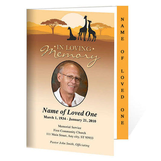 Safari 4-Sided Graduated Funeral Program Template.