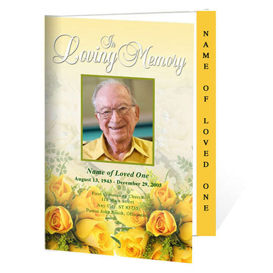 Saffron 4-Sided Graduated Funeral Program Template.