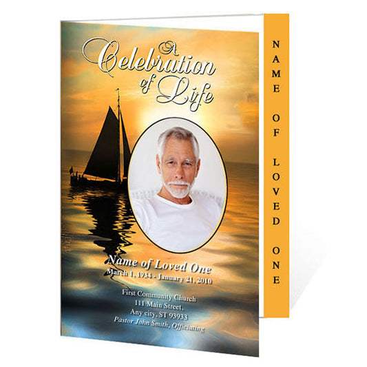 Sailboat 4-Sided Graduated Funeral Program Template.