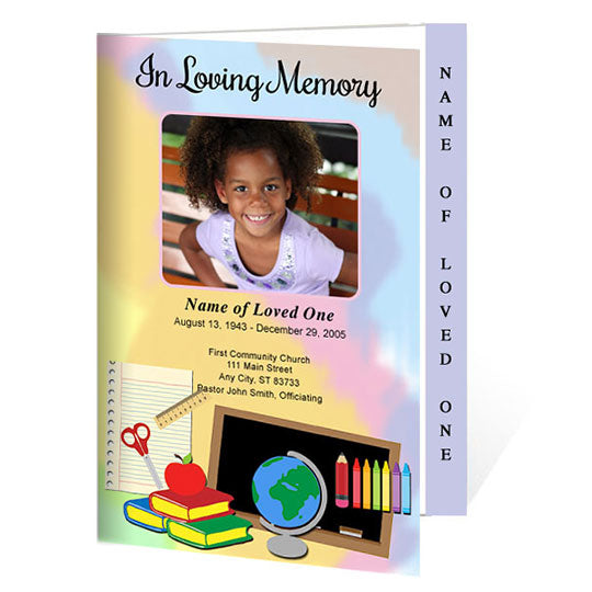 School 4-Sided Graduated Funeral Program Template.