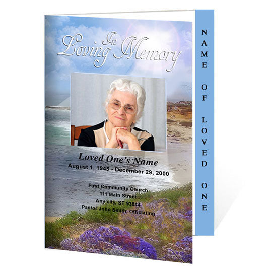 Seascape 4-Sided Graduated Funeral Program Template.