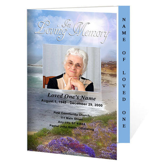 Seashore 4-Sided Graduated Funeral Program Template.