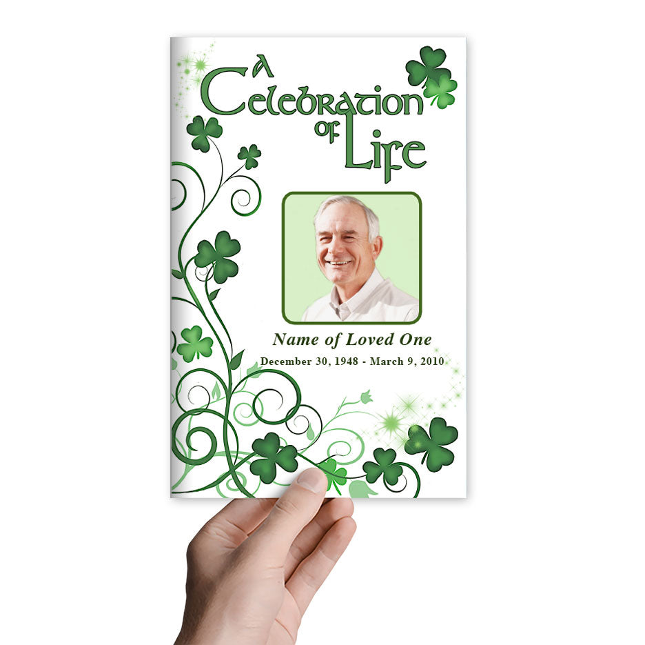 Shamrock Funeral Program Template.