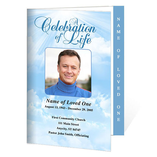 SkyBlue 4-Sided Graduated Funeral Program Template.