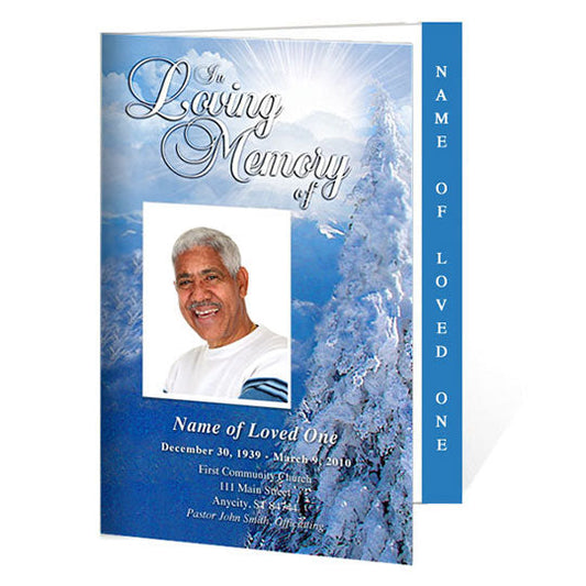 Snowcaps 4-Sided Graduated Funeral Program Template.