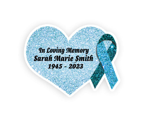 Teal Cancer Ribbon Heart Pin - Pack of 10