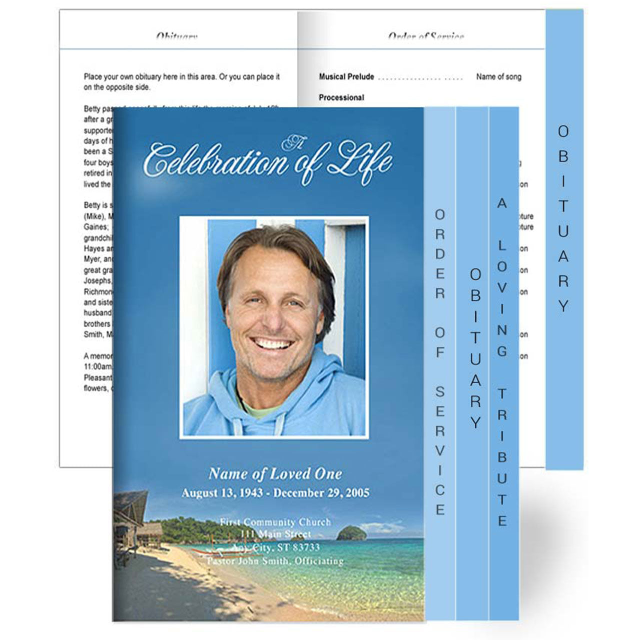 Tropical 8-Sided Graduated Program Template – Funeral Program-Site ...