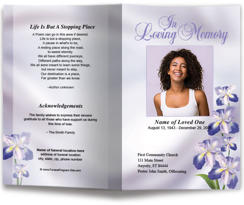 Iris Funeral Program Template – Funeral Program-Site Funeral Programs ...